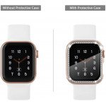 Wholesale Crystal Diamond Rhinestone Case with Built In Tempered Glass Screen Protector for Apple Watch Series 6/5/4/SE [44mm] (Clear)